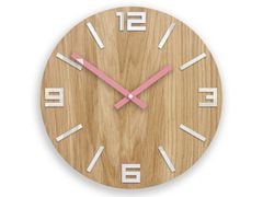 Dřevěné nástěnné hodiny ARABIC White-Pink