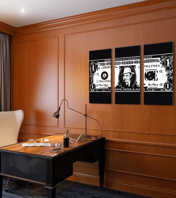 Největší mafiáni na plátně Scarface – Al Capone na dolaru - 60x40 cm MAFIA Pop Art obrazy