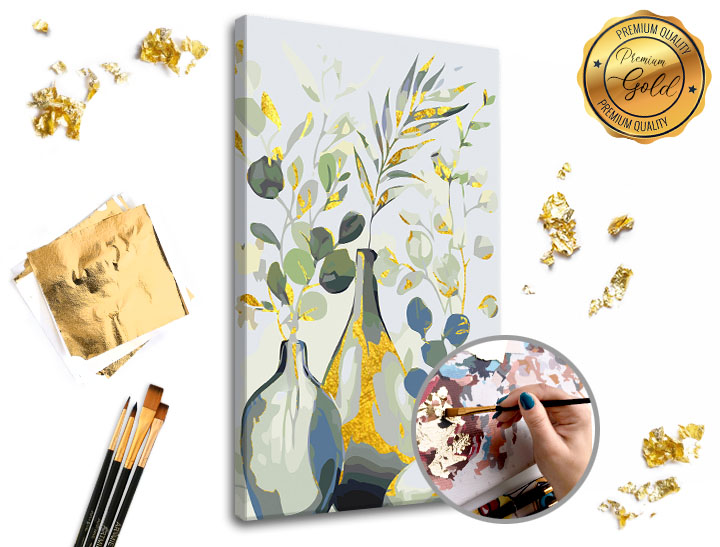 Malování podle čísel PREMIUM GOLD – Kousek přírody - 40x60 cm Sada na malování podle čísel ARTMIE se zlatými plátky