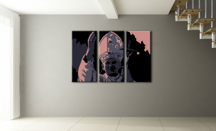 Ručně malovaný POP Art Ján Pavel II. 3 dílný pap - 120x80 cm POP ART obrazy