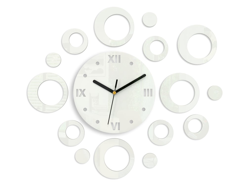 Moderní nástěnné hodiny RINGS WHITE nalepovací hodiny na stěnu