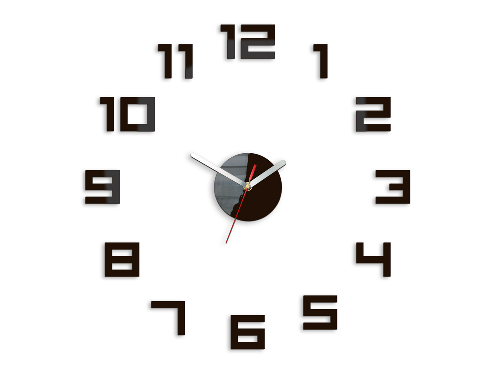 Moderní nástěnné hodiny DIGIT WENGE nalepovací hodiny na stěnu