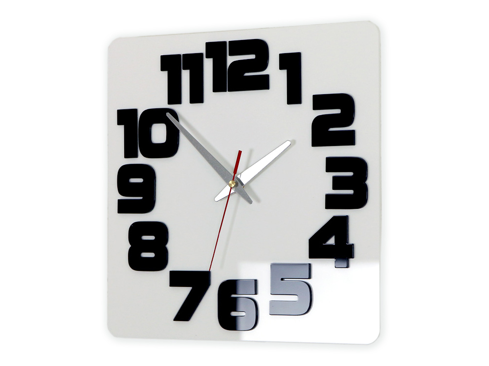 Moderní nástěnné hodiny LOGIC WHITE-BLACK nalepovací hodiny na stěnu