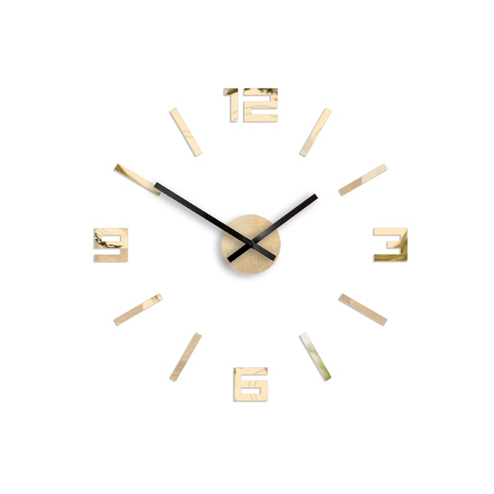 Moderní nástěnné hodiny ARABIC GOLD-MIRROR nalepovací hodiny na stěnu