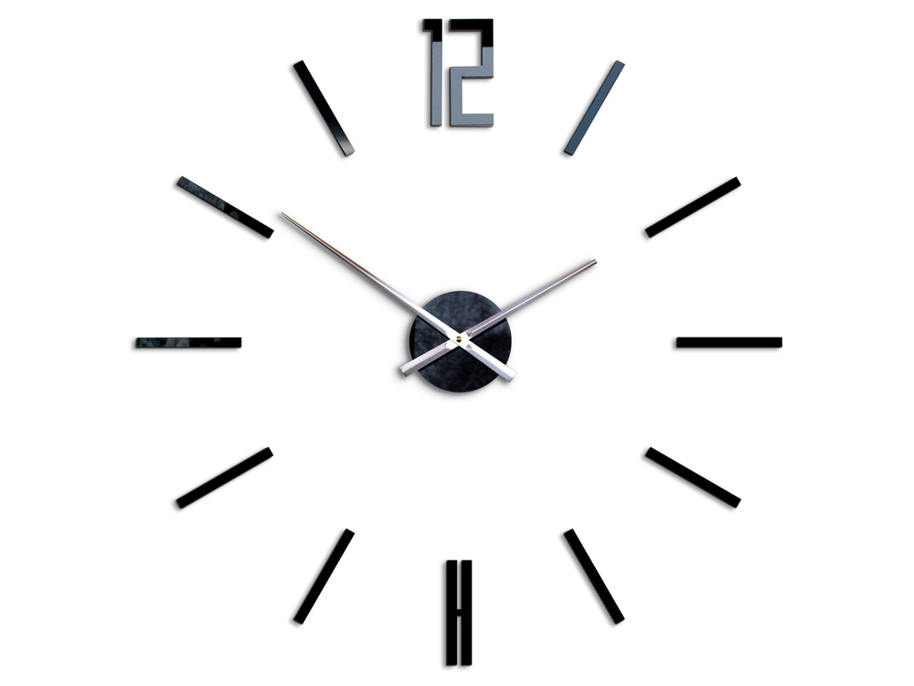 Moderní nástěnné hodiny CARLO BLACK nalepovací hodiny na stěnu