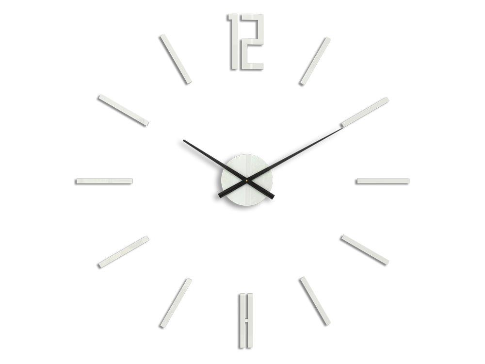 Moderní nástěnné hodiny CARLO WHITE nalepovací hodiny na stěnu