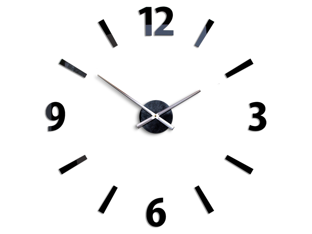 Moderní nástěnné hodiny KLAUS BLACK nalepovací hodiny na stěnu