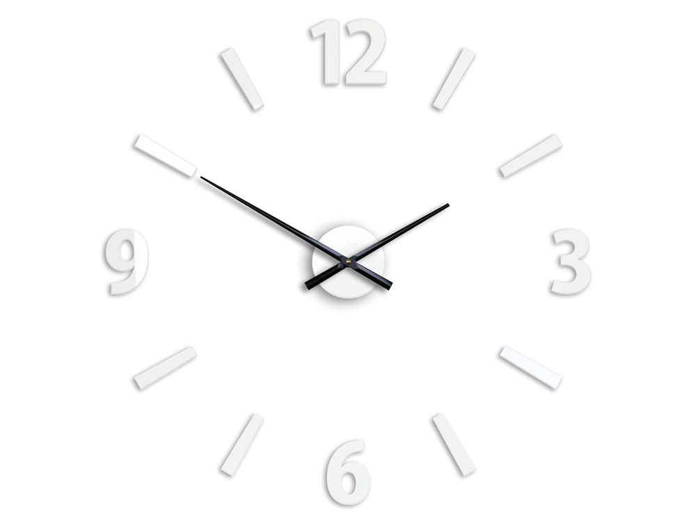 Moderní nástěnné hodiny KLAUS WHITE nalepovací hodiny na stěnu