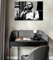 Největší mafiáni na plátně THE GODFATHER - VITO CORLEONE s lahví skotské 120x80 cm