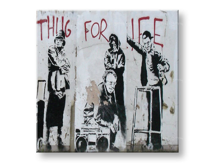 Obraz na plátně ČTVEREC Street ART - Banksy - 70x70 cm moderní obrazy na stěnu